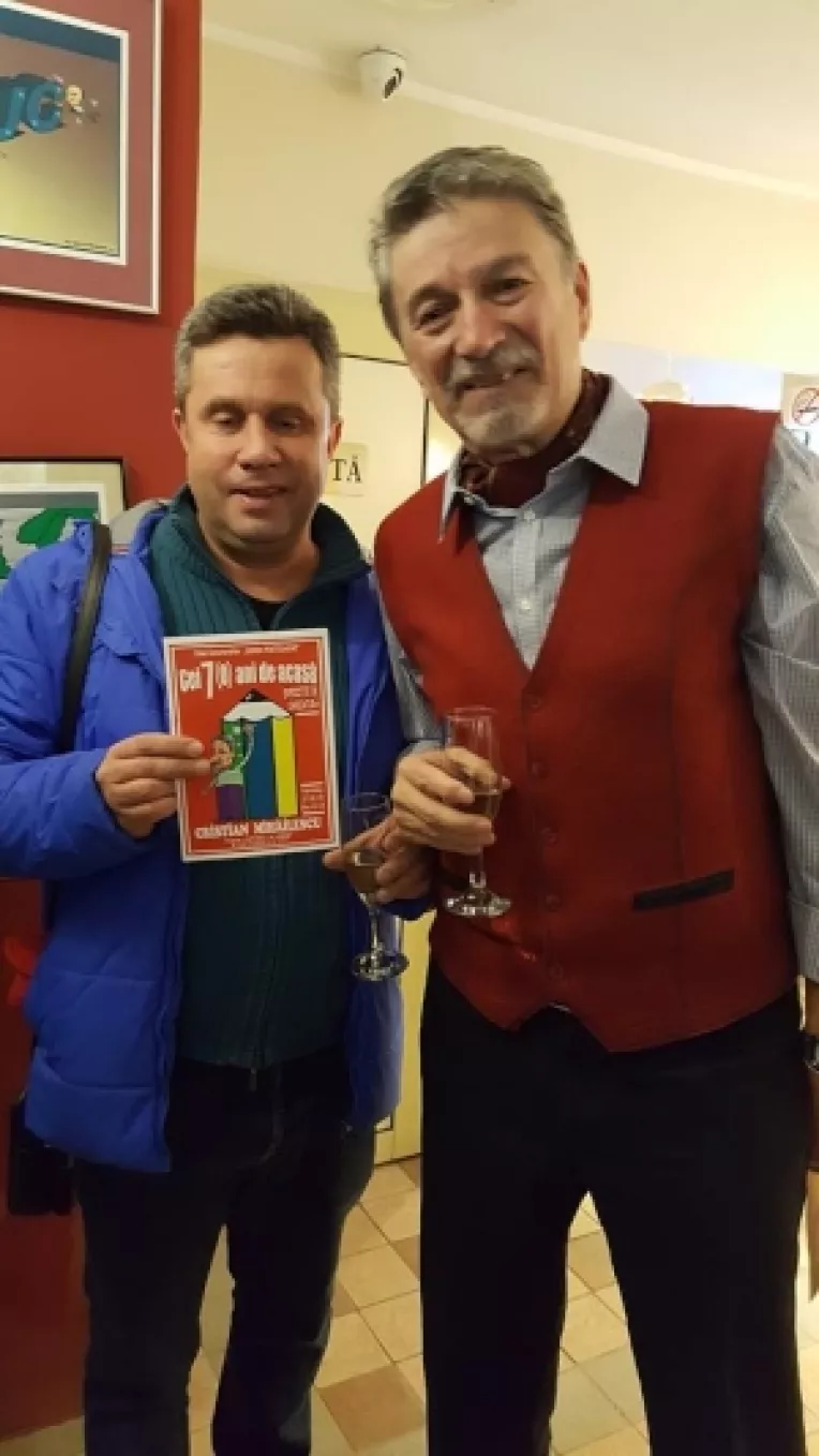 Caricaturistul Cristian Mihailescu a aniversat cei 70 de ani la pizzeria Cuptorul cu lemne